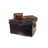 A small vintage tin trunk, together with a selection of various other metal boxes and more (parcel)