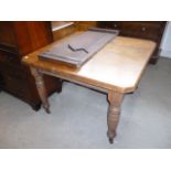 A Victorian walnut wind-out dining table, with single leaf, approx 105cm sq