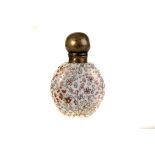 A pretty enamelled scent bottle, having blue and red floral decoration, heightened in gilt, with