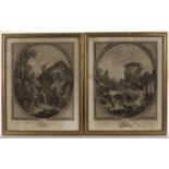 After Francois Boucher (1703-1770), a pair of 18th century engravings on paper, one of a mill scene,