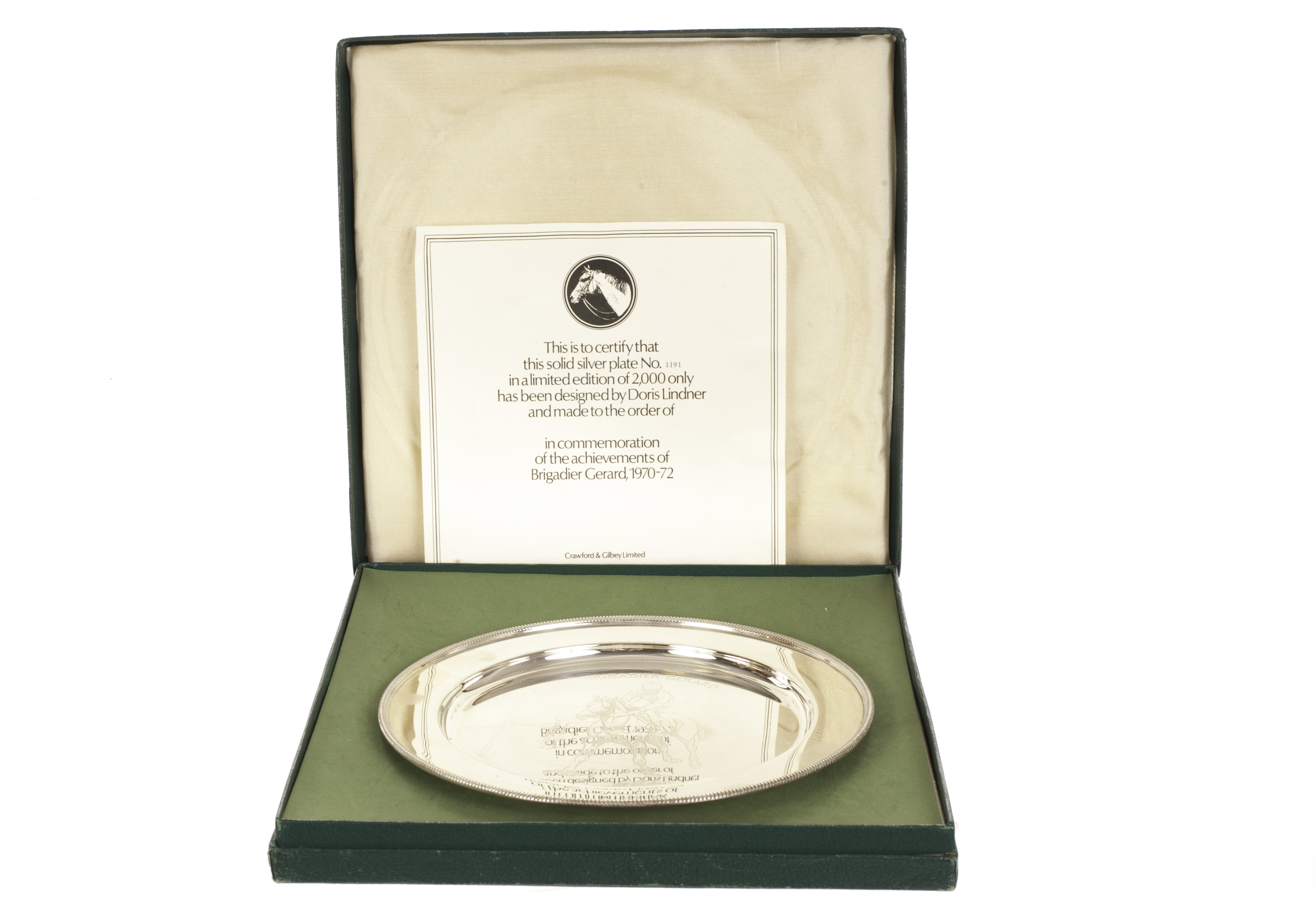 Of Horseracing Interest: A modern silver salver from Crawford & Gilbey Ltd, having engraved