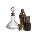 An Art Deco period silver plated cocktail shaker from Farrow & Jackson, together with a nice quality