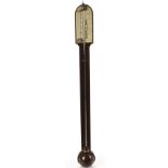 A William IV period mahogany stick barometer by G. Rossi of Norwich, c1830s, having an half sphere