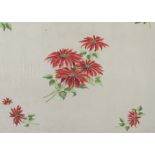 Tobacco silk ATC, Painted Flower Pillow Top, S111, flower illustrated 'Poinsetta' (vg)