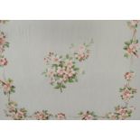 Tobacco silk ATC, Painted Flower Pillow Top, S111, flower illustrated 'Apple Blossom' (vg)