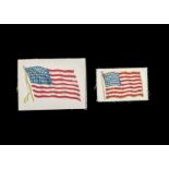 Tobacco silksATC, National Flags (ref S31) two silks showing USA Flag, 80mm x 120mm & 120mm x