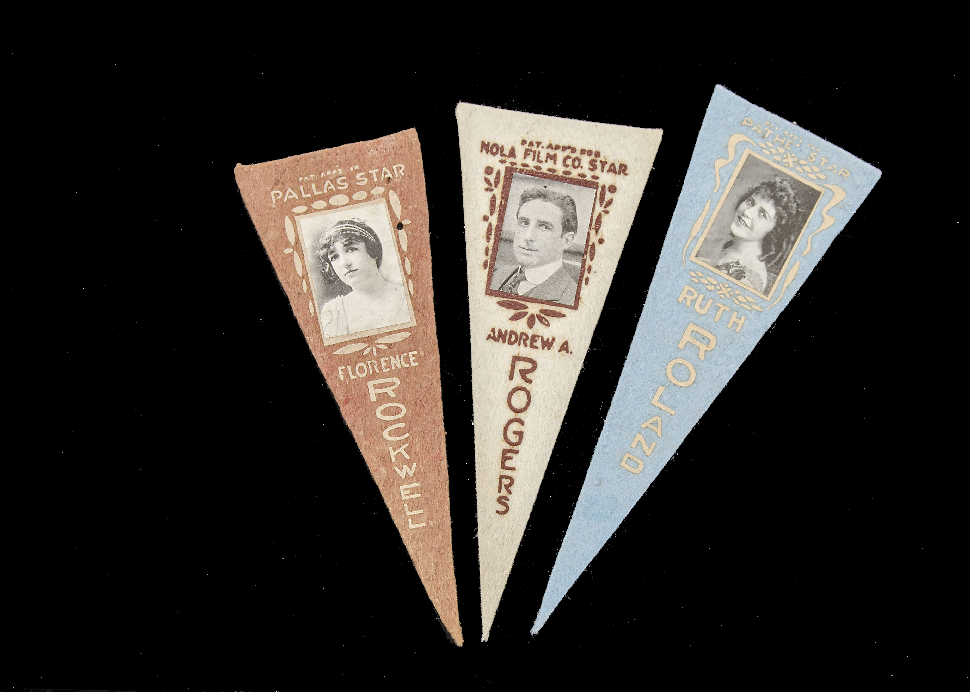 Trade feltsUSA, Movie Star Pennants, a collection of 40 different pennants (including variations)