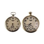 A 20th century Sekonda nickel open faced pocket watch, the signed white dial with black Arabic