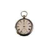 An Edwardian silver open faced pocket watch, the white enamel dial erroneously signed ‘John