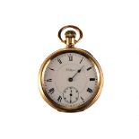 An early 20th Century Waltham ‘Royal’ grade rolled gold open faced pocket watch, the signed white