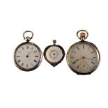 A late 19th century Swiss silver open faced pocket watch retailed by G. Donaldson, 121 Pall Mall,