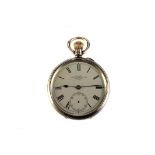 A late Victorian silver open faced pocket watch by Frederick James Clerke, 1 Royal Exchange, no