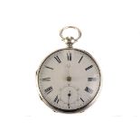 OF LOCAL INTEREST: A Victorian silver open faced pocket watch signed Bracher, Reading, the white