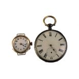 A 19th century silver open faced pocket watch, the white enamel dial with black Roman numerals and