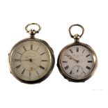 A Victorian silver centre seconds chronograph pocket watch, the white enamel dial with outer 1/5th