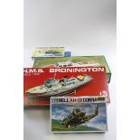 Kit Built Model Sets: including 'Billing Boats' Kadet NR.566, Ktech HMS Bronington, and three Fujimi