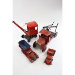 Tri-ang and other makers Pre-war Tin Plate Trucks: including two by Tri-ang, and two smaller scale