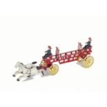 Cast Iron Horse-Drawn Fire Engine Model; with two figures, G