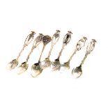 A set of silver coloured Canadian teaspoons,  stamped 'Sterling', each bowl cast with Canadian