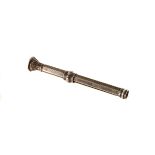 A late 19th century silver retractable toothpick,  of hexagonal form, engine turned overall, with