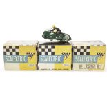 Scalextric B1 Typhoon Motorcycle Combination, blue body, RN 7, B2 Hurricane Motorcycle