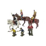 Small collection of Wild West figures,  Britains (9), Timpo mounted figures (3), Benbros mounted