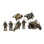 King & Country German forces motorcycles and troops,  WSS87, 88 & 89 (3 bikes and 3 standing