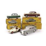 A Dinky Toys 108 MG Midget Sports, cream body, maroon interior, RN28, 189 Triumph Herald, green/