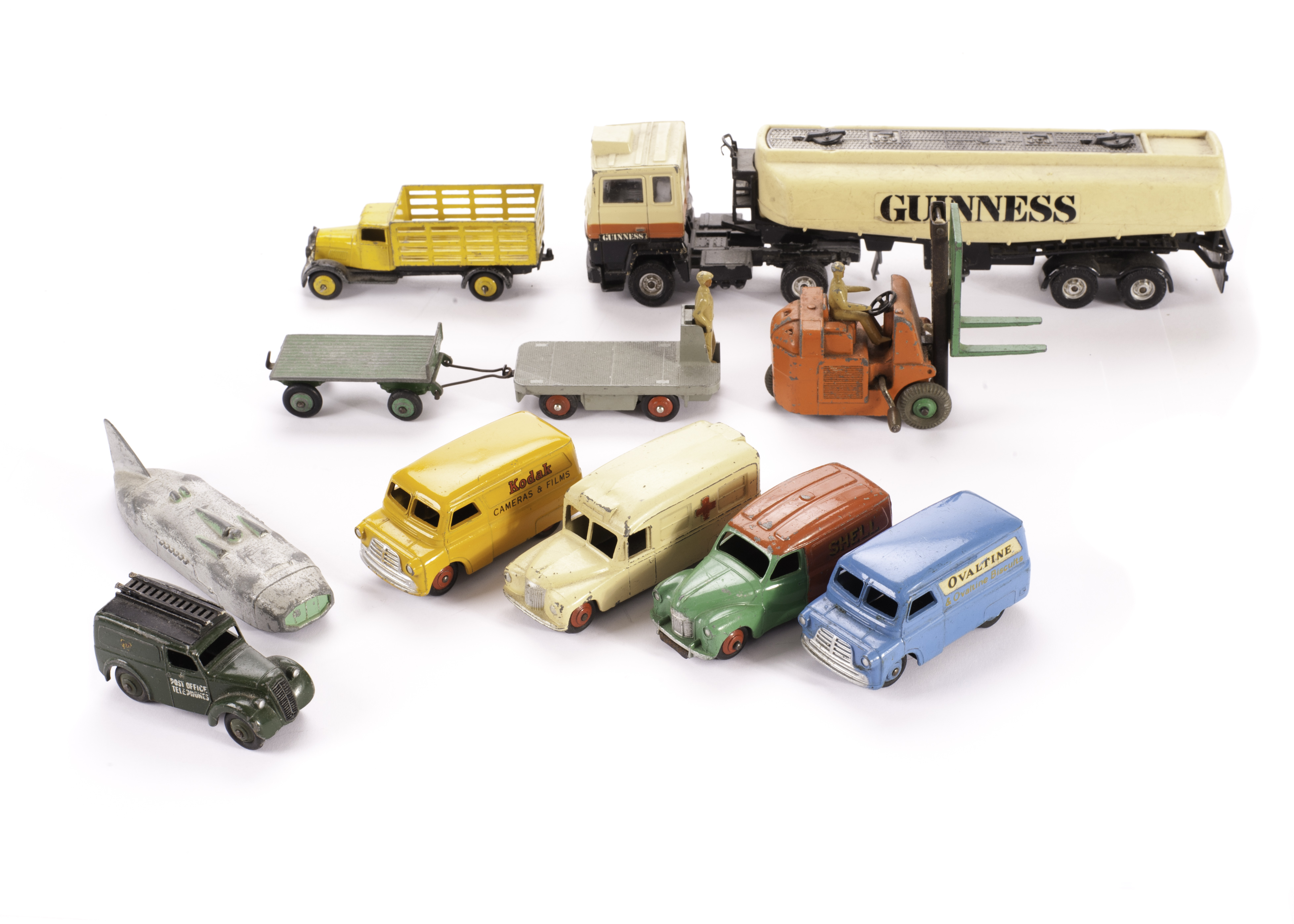 Dinky Toy Commercials, including 480 Bedford Kodak Van, 481 Bedford Ovaltine Van, 470 Austin Shell