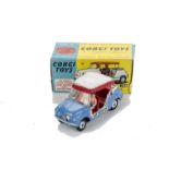 A Corgi Toys 240 Ghia-Fiat 600 Jolly, blue body, red interior, in original box, E, windscreen lugs