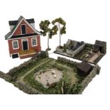 Various professionally made 1/32 scale scenic diorama bases, Wartime Garden (30 X 20.5 X 8.5 cm high