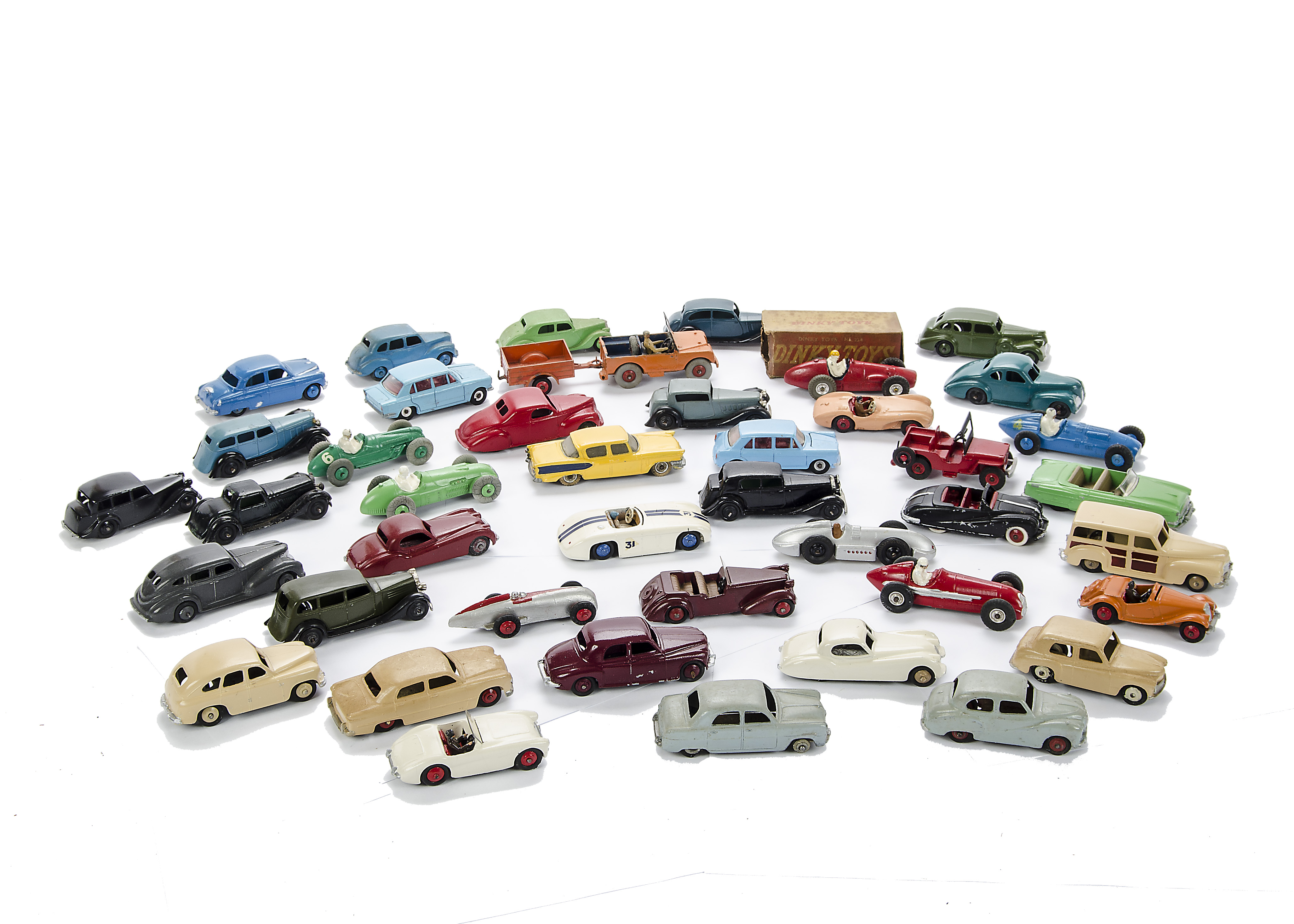 Restored & Repainted Dinky Toy Cars, 40+ including Studebaker, Lincon Zephyr, Austin Somerset, MG