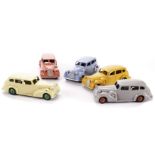 Dinky Toys 39a Packard Tourer, five examples, all fully repainted and restored, pink body, cream