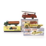 A Dinky Toys 418 Leyland Comet Wagon, with hinged tailboard, green cab, orange back, 933 Leyland