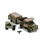 Britains Beetle Lorry with clockwork trailer and 25 pdr,  generally G, (3) clockwork motor works but