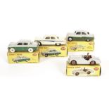 A Dinky Toys 105 Triumph TR2, grey body, red interior, 168 Singer Gazelle, green/grey, spun hubs,