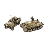 King & Country Afrika Korps AK30 Panzer Mk II with crewman,  and AK77 captured Morris CS8 truck, VG,