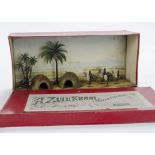 Britains boxed set 188 Zulu Kraal, 1st version with composition huts, contents F-G, box VG, 1 Zulu