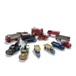 Dinky blue and red Heavy Tractors and other Commercials: uncommon mid blue  tractor with light