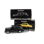 1:18 Minichamps Ford Escort I Street 1971, London Taxi 1989, in original boxes, E, boxes VG (2)