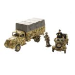 King & Country German WSS90 Opel Blitz Truck, and WSS102 Kubelwagen with crew (2), VG, (4)