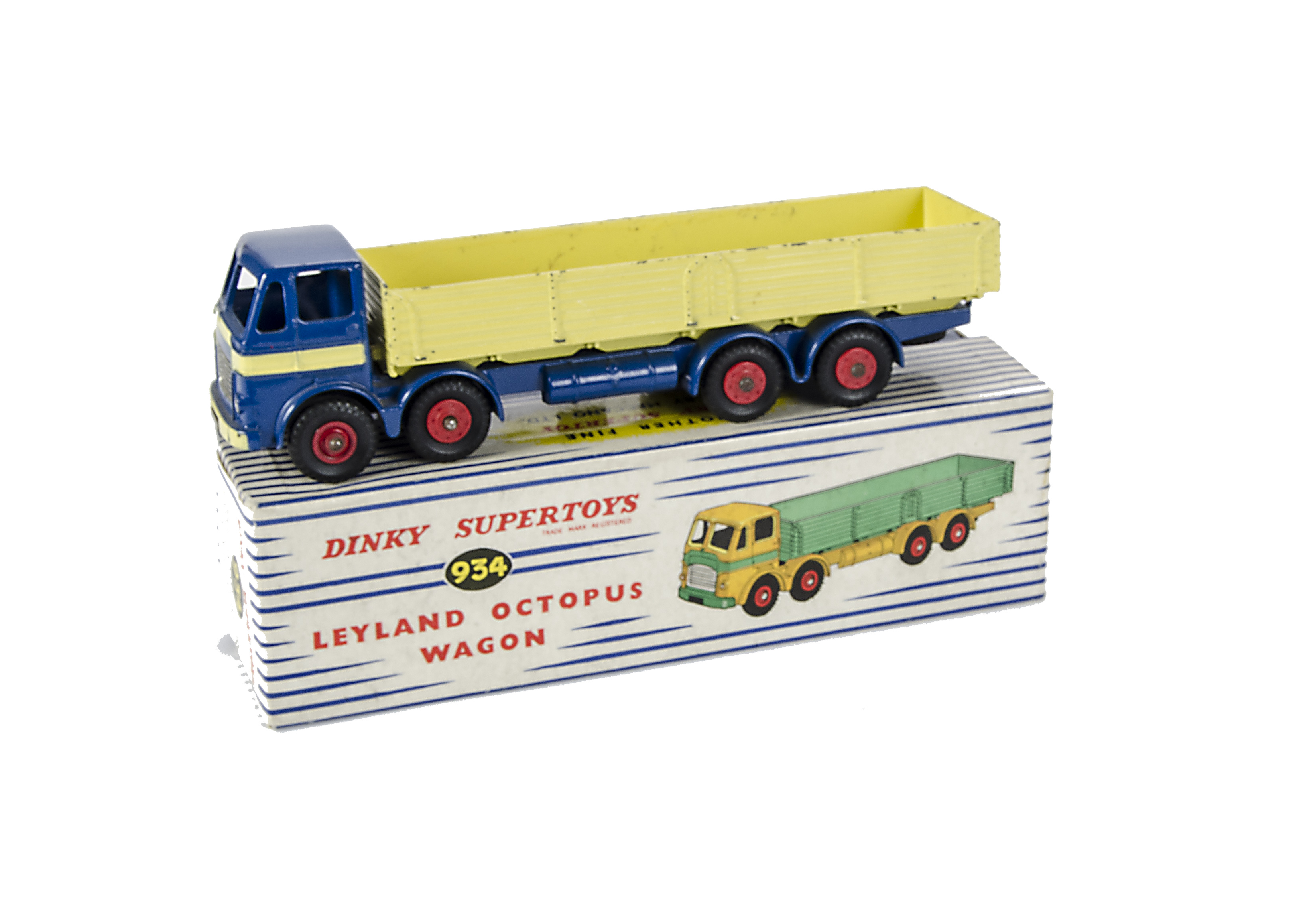 A Dinky Supertoys 934 Leyland Octopus Wagon, dark blue cab and chassis, pale yellow cab band and