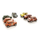Mini's by Scalextric, C76 Mini Cooper (2), one green, one red, C7 Rally Mini Cooper (2), one