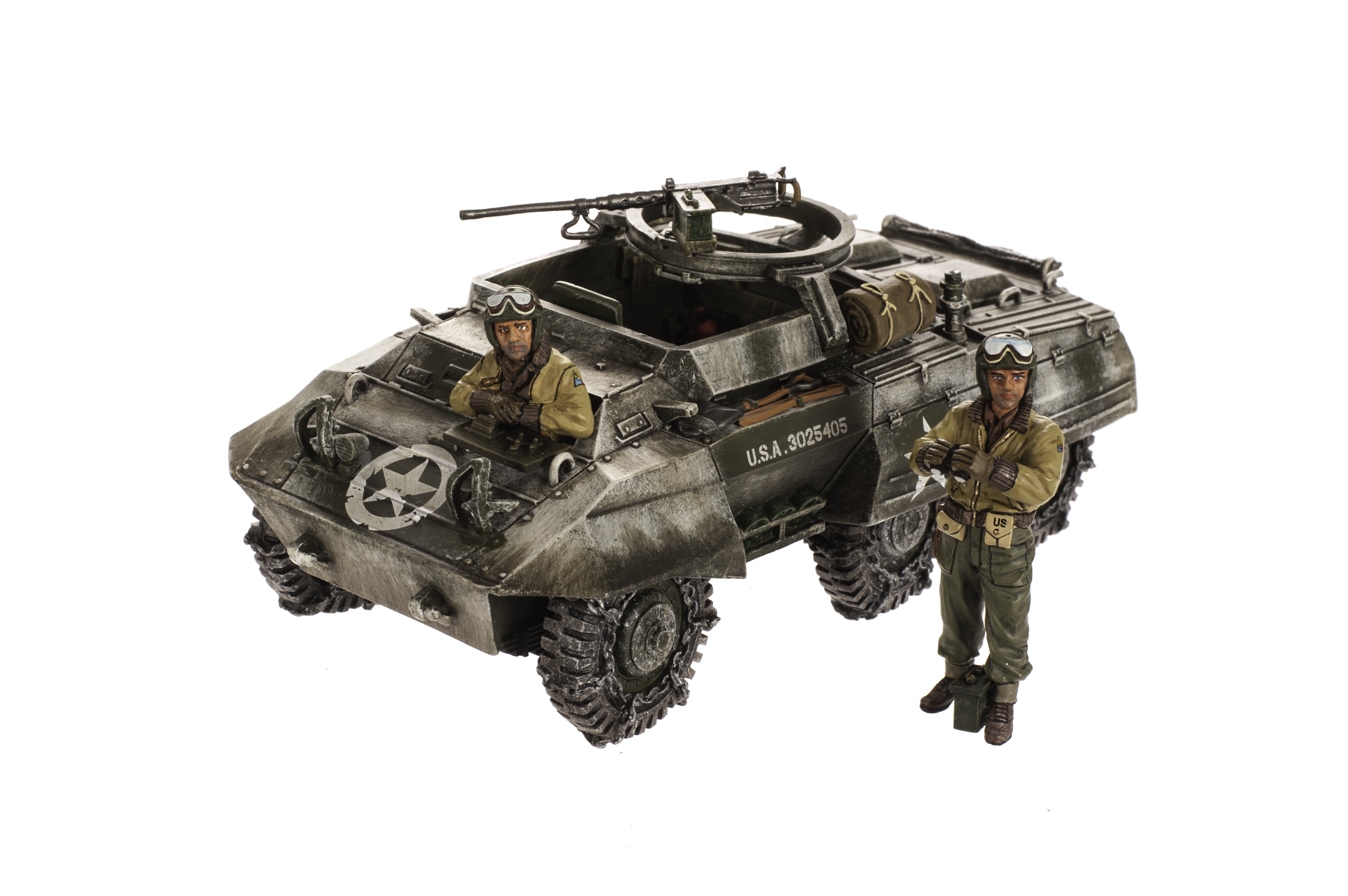 King & Country American forces M20 Armoured Car with crew (2),  VG, (3),