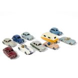 Dinky Toy Cars, including 161 Austin Somerset, light blue body, mid-blue hubs, 107 Sunbeam Alpine,