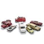 Late issue Dinky Toys Cars  and Police & Fire Vehicles: Pontiac Parisienne, MB 600, E-Type 2+2,