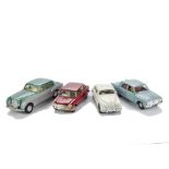 Tri-ang Spot-On unboxed saloon Cars: Austin 1800 in dark red, Jaguar 3.4 white Police Car (lacks