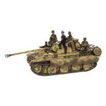 King & Country German Forces WSS72 Panther Tank with crew and tank riders (6),  VG, (7)