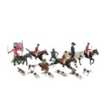 Britains lead Hunt figures, mounted (5), hounds (16), and fox, Timpo Hopalong Cassidy, Chad Valley