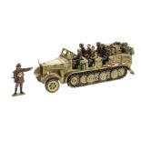 King & Country German Forces WSS52 Sdkfz7 Prime Mover with crew (2),  and WSS53 & 54 seated